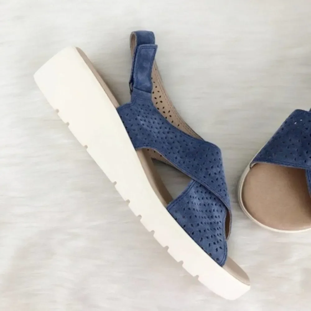 JOHNSTON & MURPHY Blue Suede Sling Back Sandals - Picture 4 of 8